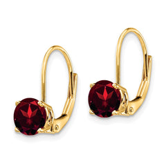 14k 6mm Garnet Leverback Earrings - 2