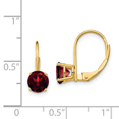 14k 6mm Garnet Leverback Earrings - 2