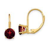 14k 6mm Garnet Leverback Earrings - 2