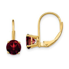 14k 6mm Garnet Leverback Earrings - 2