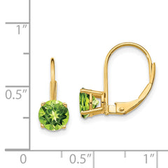 14k 6mm Peridot Leverback Earrings - 2