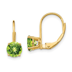 14k 6mm Peridot Leverback Earrings - 2