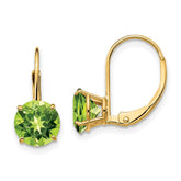 14k 7mm Peridot Leverback Earrings