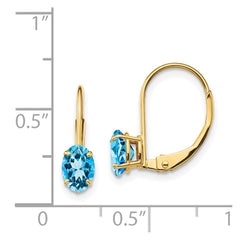 14k 6x4mm Oval Blue Topaz Leverback Earrings