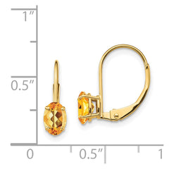 14k 6x4mm Oval Citrine Leverback Earrings