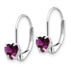 14k White Gold 5mm Heart Amethyst Leverback Earrings