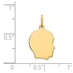 14k Plain Small .035 Gauge Facing Right Engravable Boy Head Charm - 2