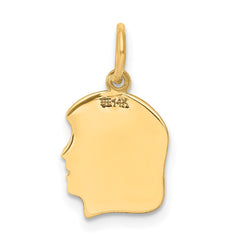 14k Plain Small .027 Gauge Facing Right Engravable Girl Head Charm - 2