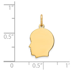 14k Plain Small .018 Gauge Facing Left Engravable Boy Head Charm - 2