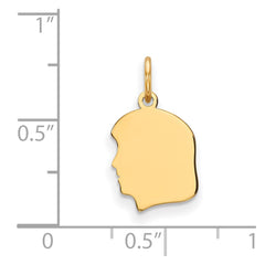 14k Plain Small .011 Gauge Facing Left Engravable Girl Head Charm - 2
