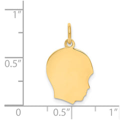 14k Plain Medium .011 Gauge Facing Right Engravable Boy Head Charm - 3