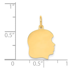 14k Plain Medium .018 Gauge Facing Right Engravable Girl Head Charm - 3