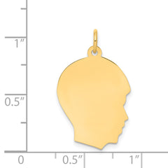 14k Plain Medium .011 Gauge Facing Right Engravable Boy Head Charm - 2