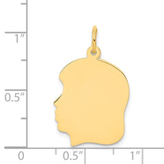 14k Plain Medium .011 Gauge Facing Left Engravable Girl Head Charm - 4