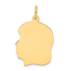 14k Plain Medium .011 Gauge Facing Left Engravable Girl Head Charm - 4