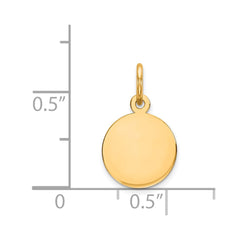 14k Plain .018 Gauge Circular Engravable Disc Charm - 9