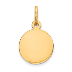 14k Plain .018 Gauge Circular Engravable Disc Charm - 9