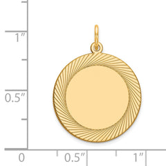 14k Etched Design .027 Gauge Circular Engravable Disc Charm - 3