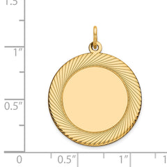 14k Etched Design .018 Gauge Circular Engravable Disc Charm - 4