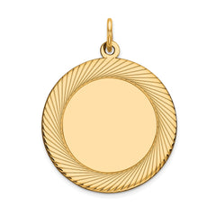 14k Etched Design .027 Gauge Circular Engravable Disc Charm