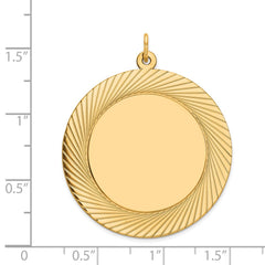 14k Etched Design .018 Gauge Circular Engravable Disc Charm - 2