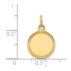 14k Plain .011 Gauge Engravable Round Disc Charm - 3