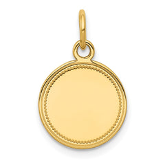 14k Plain .018 Gauge Engravable Round Disc Charm on 18 inch Chain