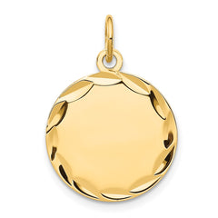 14k Etched .013 Gauge Engravable Round Disc Charm