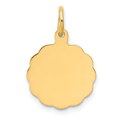 14k .011 Gauge Engravable Scalloped Disc Charm - 5