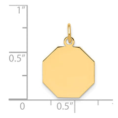 14k Plain .027 Gauge Engravable Octagonal Disc Charm - 2