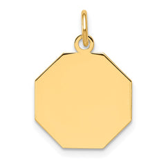 14k Plain .027 Gauge Engravable Octagonal Disc Charm - 2