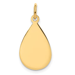 14k Plain .009 Gauge Engravable Raindrop Disc Charm - 2