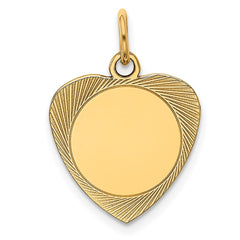 14k Etched .013 Gauge Engravable Heart Disc Charm - 3