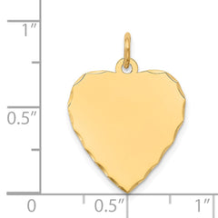 14k Etched .027 Gauge Engravable Heart Disc Charm - 3