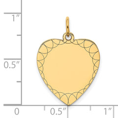 14k Etched .018 Gauge Engravable Heart Disc Charm - 6