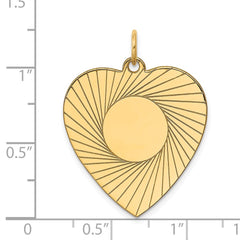 14k Etched .018 Gauge Engravable Heart Disc Charm