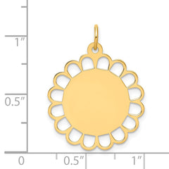14k Plain .013 Gauge Engravable Flower Disc Charm - 2