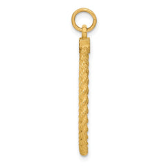 14k Plain .013 Gauge Circular Engravable Disc with Rope Charm - 3