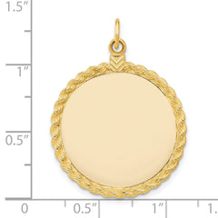 14k Plain .013 Gauge Circular Engravable Disc with Rope Charm - 3