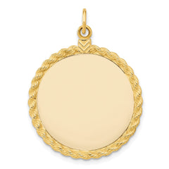 14k Plain .013 Gauge Circular Engravable Disc with Rope Charm - 3