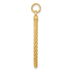 14k Plain .013 Gauge Circular Engravable Disc with Rope Charm - 6