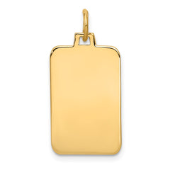 14k Plain .035 Gauge Engravable Rectangular Disc Charm - 3