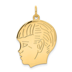 14k .011 Depth Engravable Boy Head Charm - 4