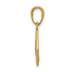 14k 14mm Hexagon Enameled Textured Back Medical Disc Pendant