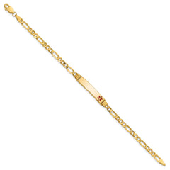 14K Medical Solid Chain/Solid Plate 26x5mm Off-Center Red Enamel Figaro Link 8 inch ID Bracelet - 2