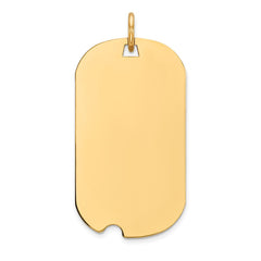14k Plain .018 Gauge Engraveable Dog Tag w/Notch Disc Charm - 2