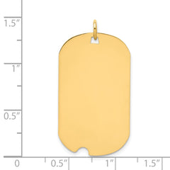 14k Plain .018 Gauge Engraveable Dog Tag w/Notch Disc Charm - 3