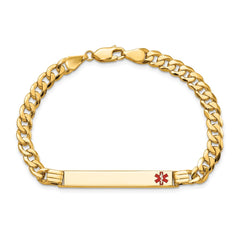 14K Medical Red Enamel Curb Link ID Bracecet