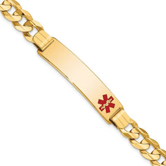 14K Medical Solid Chain/Solid Plate 40x10mm Off-Center Red Enamel Curb Link 8 inch ID Bracelet - 2