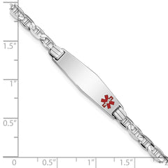 14K White Gold Medical Solid Chain/Solid Plate 26x7mm Soft Diamond Shape Off-Center Red Enamel Anchor Link 8 inch ID Bracelet - 2
